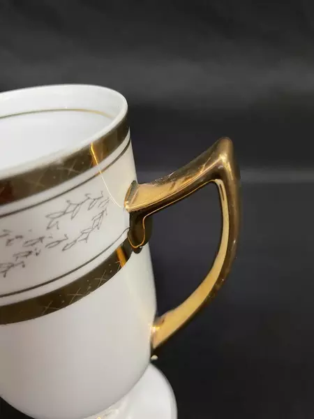 Lot of 2 Royal Crown Elegante Footed Coffee Espresso Cups Gold Trim