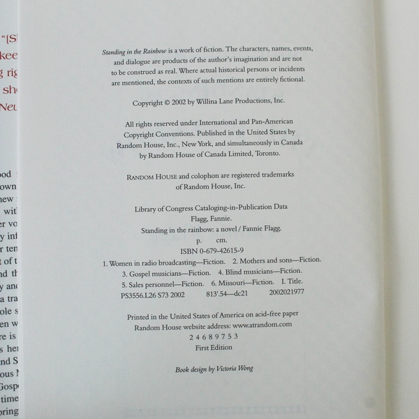 Fannie Flagg Standing in the Rainbow 2002 Hardcover Book with Dust Jacket