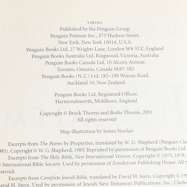 The Jerusalem Scrolls by Bodie Thoene and Brock Thoene 2001 Hardcover