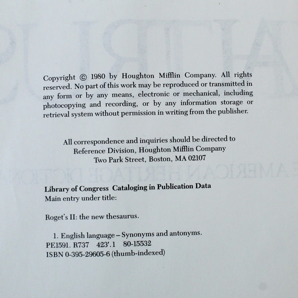 Roget's II The New Thesaurus 1980 HC with Dust Jacket - Pre-Owned, Some Wear