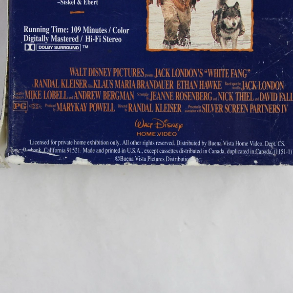 Jack London's White Fang 1991 VHS Walt Disney Film