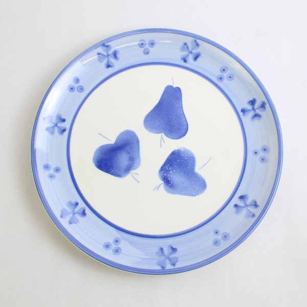 Set of 2 Blue Pear & Apple 13" Serving Platters Made in Italy Ceramic