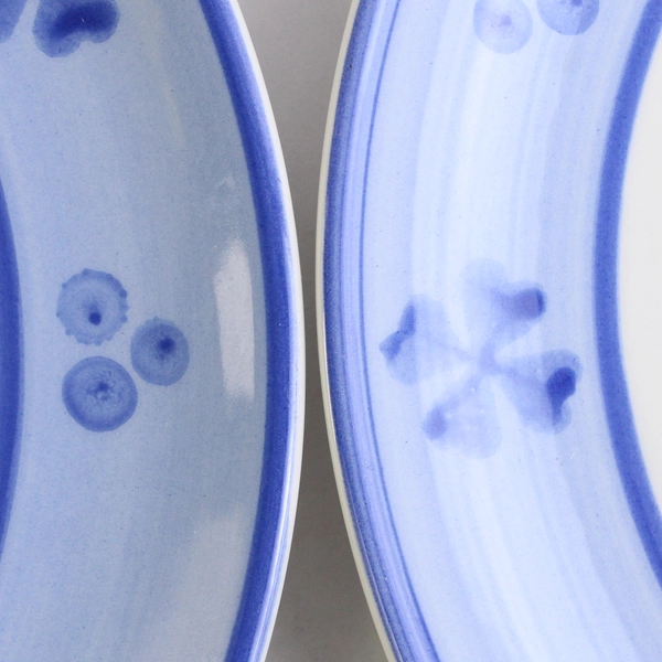 Set of 2 Blue Pear & Apple 13" Serving Platters Made in Italy Ceramic