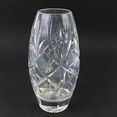 Vintage Heavy Crystal Vase 8" Fan Diamond Pattern Decorative Collectible