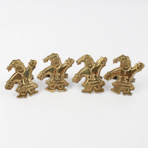 Set of 4 DII Brass Waving Santa Napkin Rings Vintage 1964 Made in India