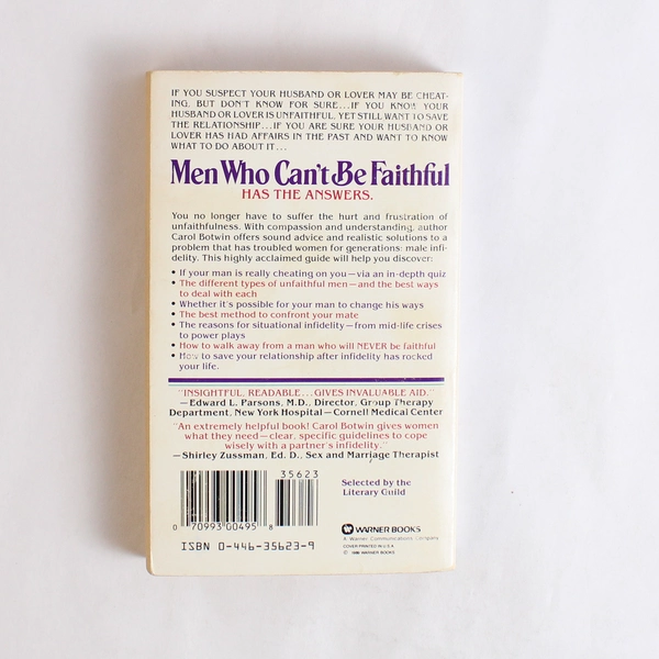 Men Who Can't Be Faithful by Carol Botwin 1989 Paperback