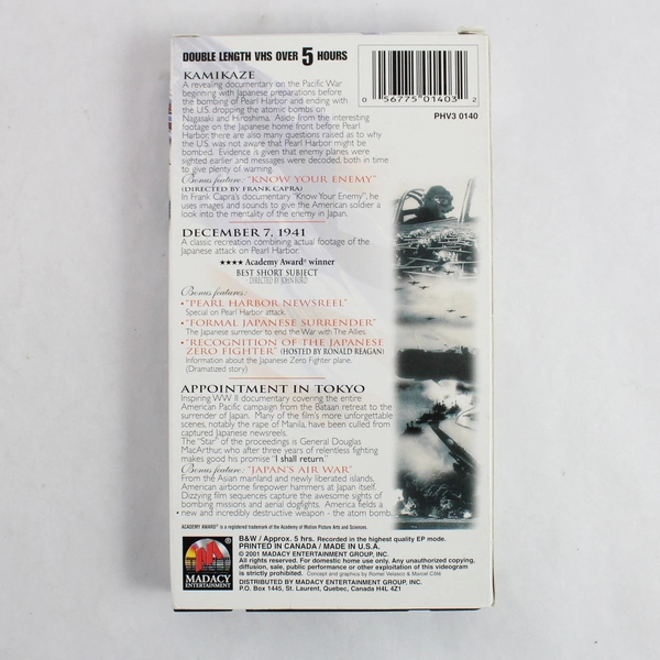 Pearl Harbor Dec. 7 1941 VHS Commemorative Edition 5+ Hours Madacy Entertainment