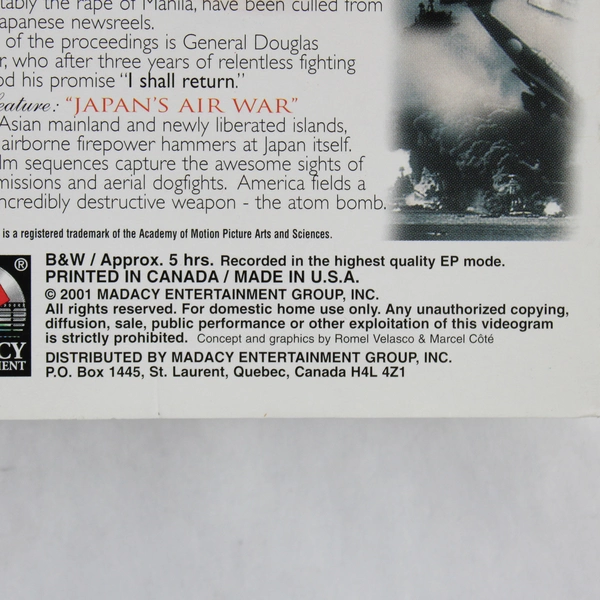 Pearl Harbor Dec. 7 1941 VHS Commemorative Edition 5+ Hours Madacy Entertainment