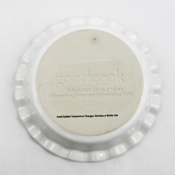 Goodcook 5.5" White Ceramic Pie Baking Dish Ruffled Rim Bakeware