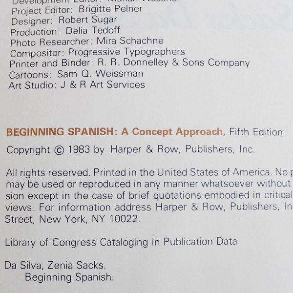 Beginning Spanish: A Concept Approach Fifth Edition 1983 Hardcover