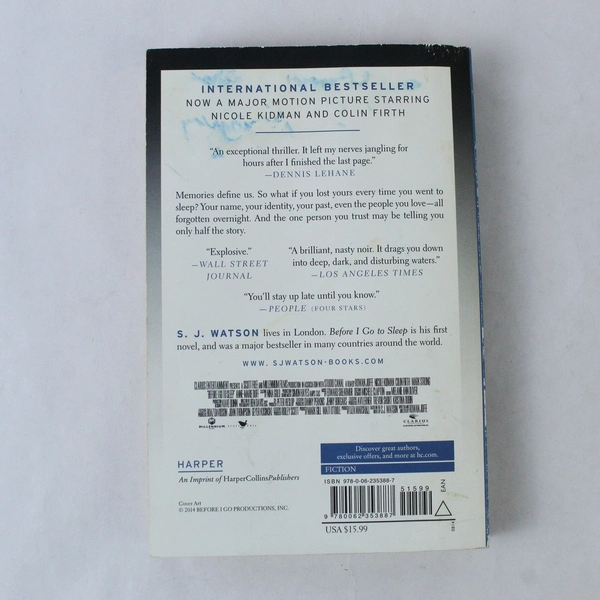 Before I Go to Sleep Book by S.J. Watson 2014 Movie Tie-In Pre-Owned