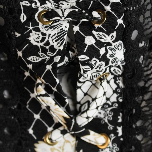 Siren Lily Black and White Floral Patterned Lacy T-Shirt Women's Size 2X