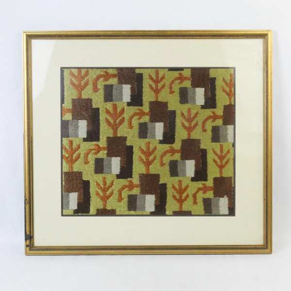 Vintage Handmade Rug Sampler Made In Germany Framed and Matted