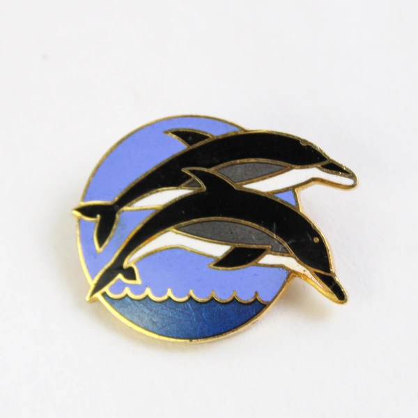 Enamel Pin Dolphins Swimming Jumping Lapel Tie Tack Collectible Gift Creations