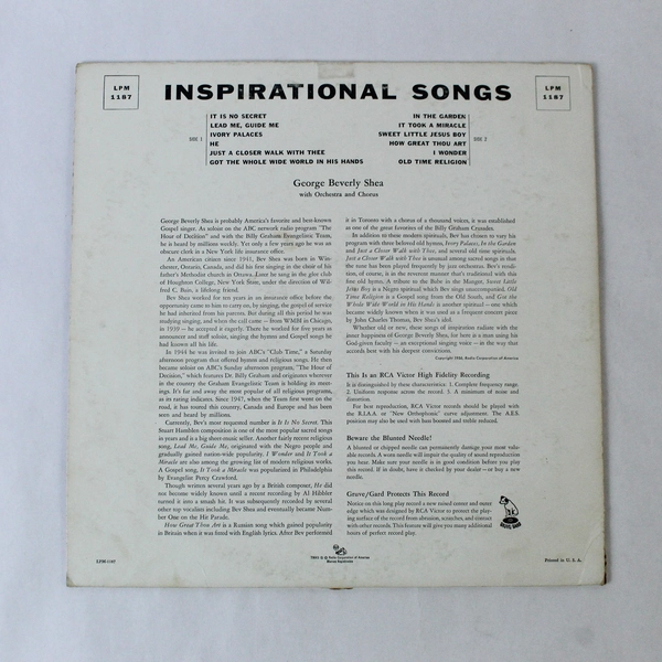 George Beverly Shea Inspirational Songs Vinyl Album 1956 RCA Victor