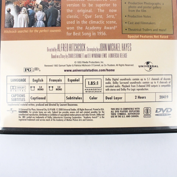 The Man Who Knew Too Much DVD 2000 Widescreen Hitchcock Suspense Thriller