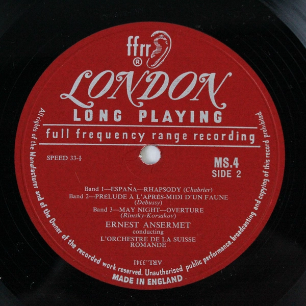 Ernest Ansermet 33.5 RPM LP Vinyl 1958 London Records MS 4 Special Anniversary