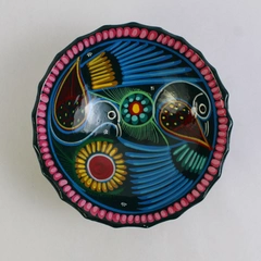 Mexican Folk Art Multicolor 3 Legged Ceramic/Pottery Bowl Talavera 5.5" Diameter