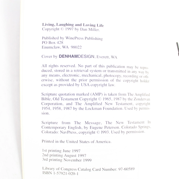 Living Laughing & Loving Life by Dan Miller & Jeanne Zornes 1997 Signed Copy