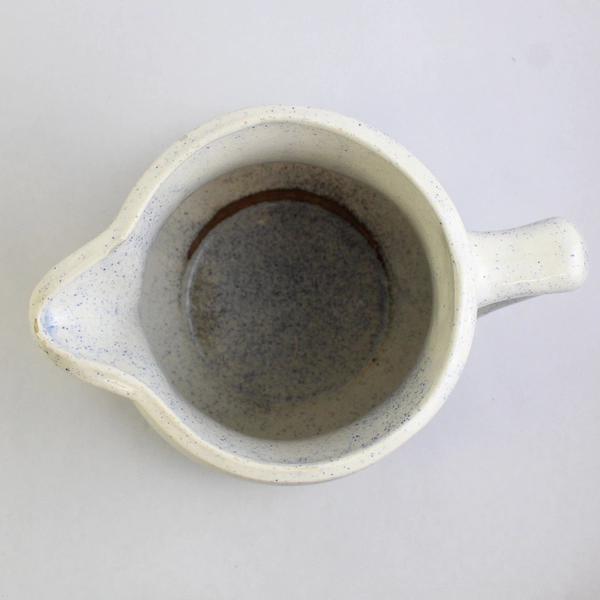 Unbranded White Speckled Blue Ceramic Farmhouse Jug/Water Pitcher 7.25" Tall
