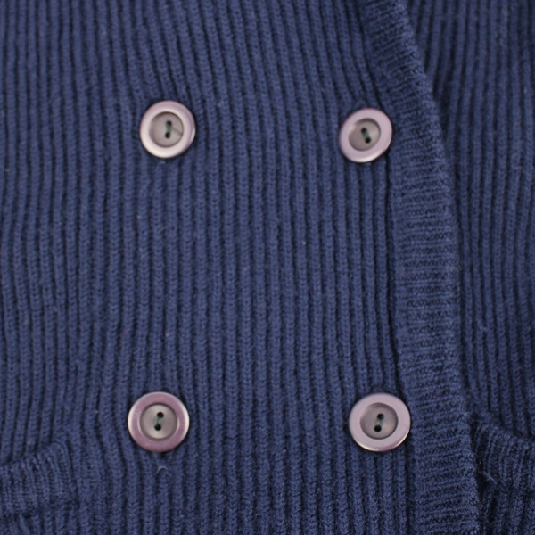 CC Courtenay Navy Blue Double-Breasted Wool Cardigan Women's Size Medium