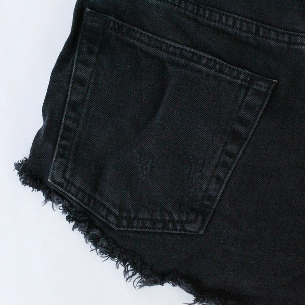 Topshop Moto Mom Denim Shorts Size 4 Faded Black High Waist Distressed Studs