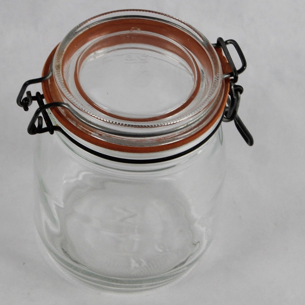 3/4 Liter Vintage ARC Glass Storage Jar Airtight Rubber Seal