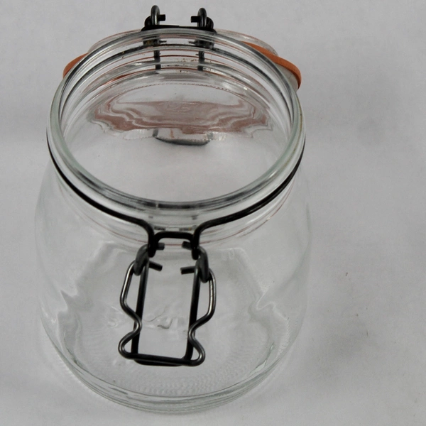 3/4 Liter Vintage ARC Glass Storage Jar Airtight Rubber Seal