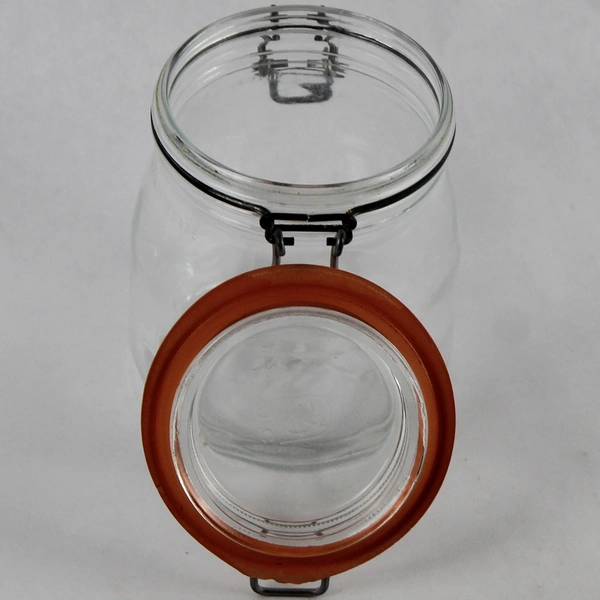 3/4 Liter Vintage ARC Glass Storage Jar Airtight Rubber Seal
