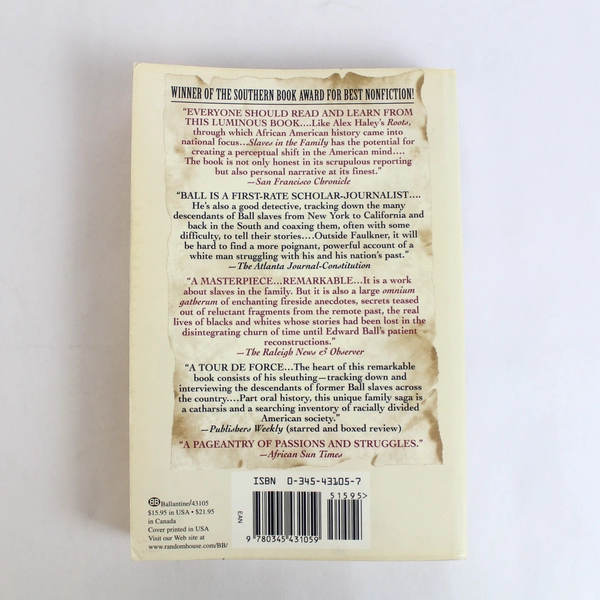 Slaves in the Family By Edward Ball 1999 Ballantine Books Paperback