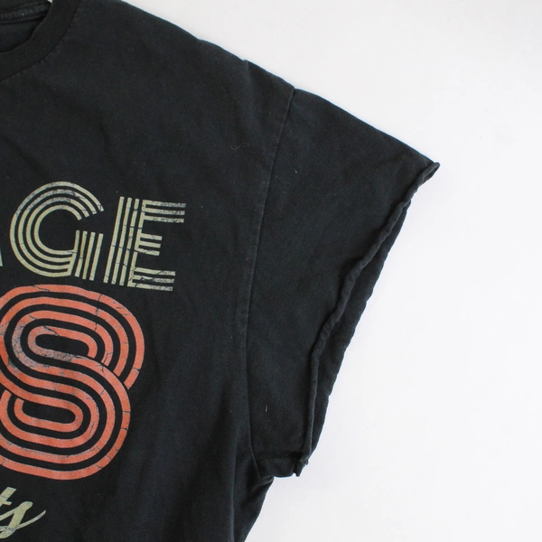 Port & Company Women's Large Sleeveless Black Vintage 1978 Belly Shirt Top