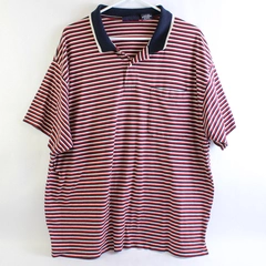 Puritan Men's 2XL Striped Red White Blue Short Sleeve Collared Shirt