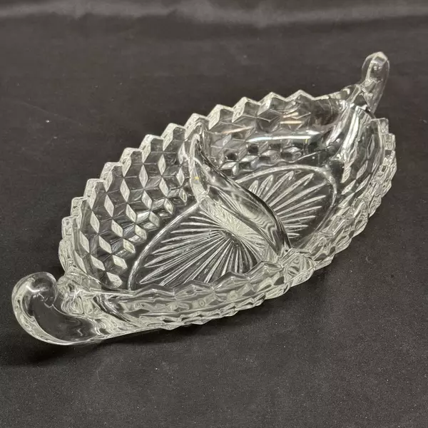 Fostoria 12" Large 2-Part American Clear Relish Boat Dish Serveware