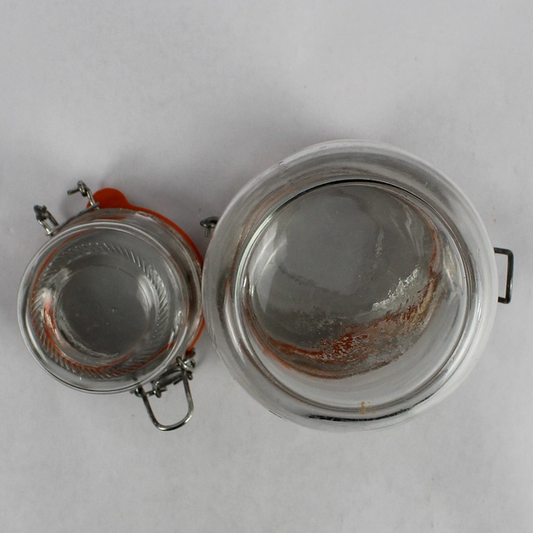 Lot of 2 Clear Glass Jars Airtight Rubber Seal Kitchen 1 Large 1 Small