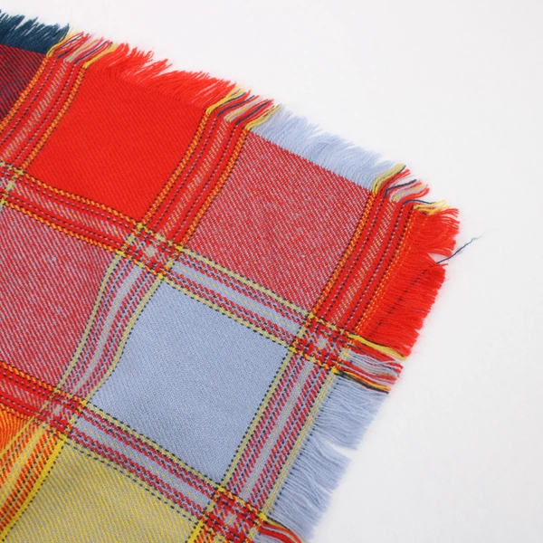 Unbranded Multicolor Plaid Rectangular Scarf with Fringe