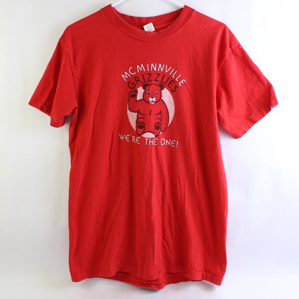 Hanes Unisex Large Red McMinnville Grizzles Graphic T-Shirt Men's Shirt