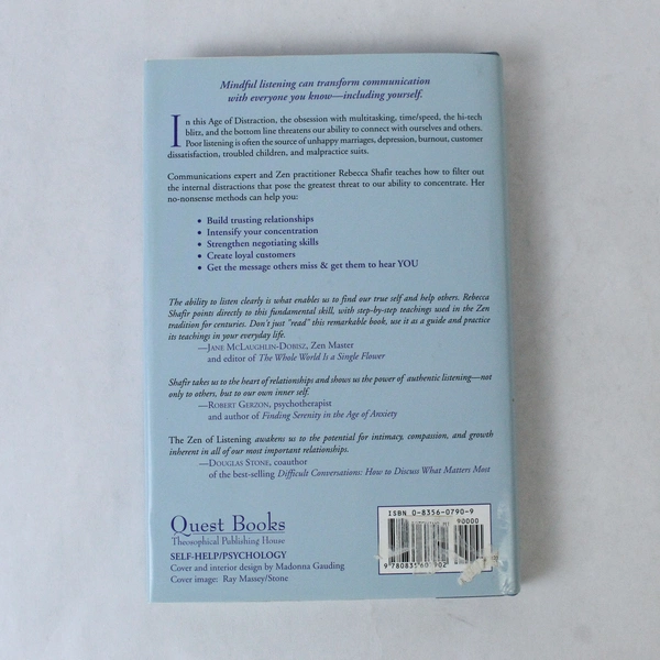 The Zen of Listening by Rebecca Z. Shafir 2000 HC with Dust Jacket, Pre-Owned