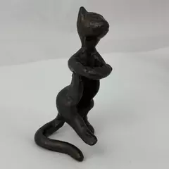 Rustic Cast Iron Playful Cat Figurine 5.25 Inch Collectible Decor