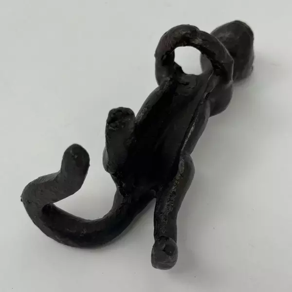 Rustic Cast Iron Playful Cat Figurine 5.25 Inch Collectible Decor