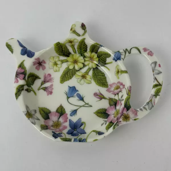 Home Essentials White Melamine Floral Teapot Spoon Rest Kitchen Gadget