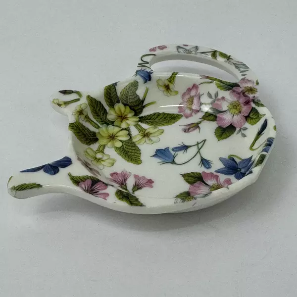 Home Essentials White Melamine Floral Teapot Spoon Rest Kitchen Gadget
