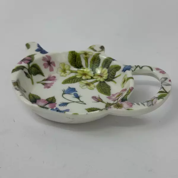 Home Essentials White Melamine Floral Teapot Spoon Rest Kitchen Gadget