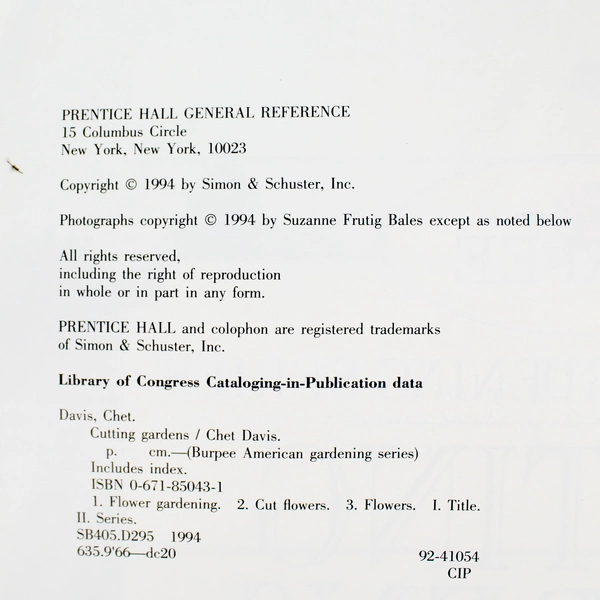 Burpee American Gardening Series Cutting Gardens by Chet Davis 1994 Paperback