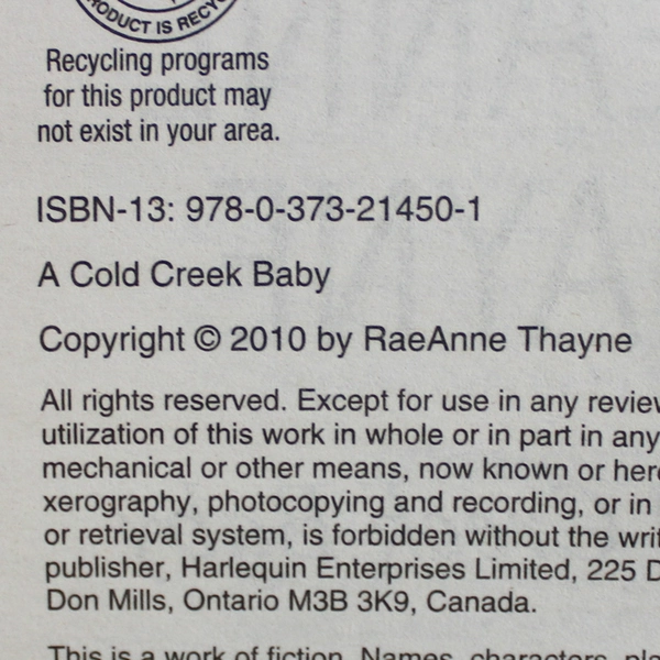 Lot Of 2 Harlequin Novels 2010 A Cold Creek Baby 2015 The Holiday Visitor PB