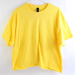 Gildan Women's XL Yellow Short Sleeve Crop Top Casual Summer Tee