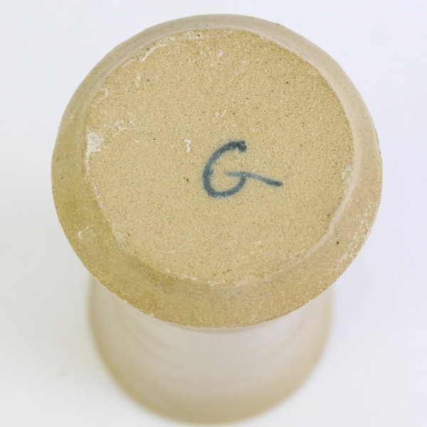 Handcrafted Small Stoneware Pottery Beige Vase 6" Hand Painted Floral Design