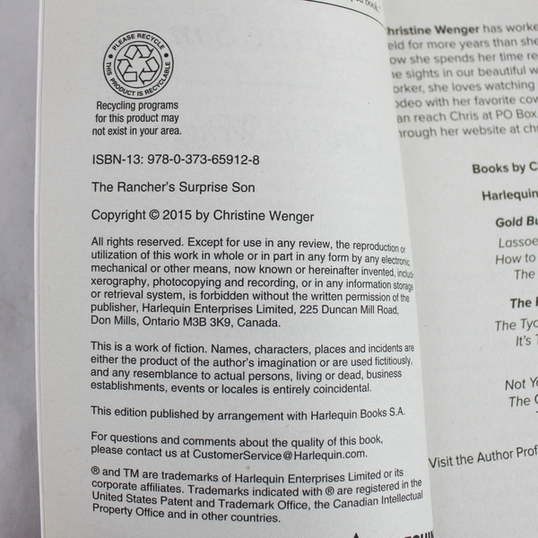 Lot of 2 Harlequin Special Addition Novels Brenda Harlen & Christine Wenger 2015