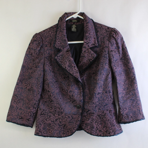 GNW Floral Purple Blue Blazer Jacket Suit Separate Women's Size M