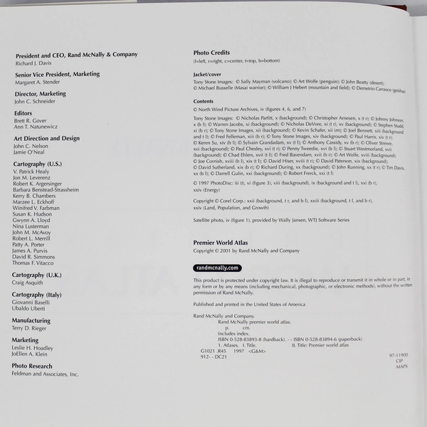 Rand McNally Premier World Atlas 2001 Hardcover with Dust Jacket Pre-Owned