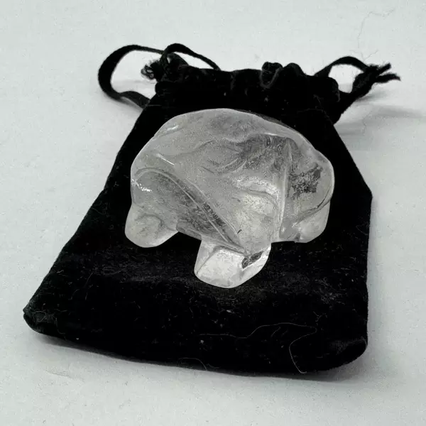 Polished Clear Quartz Frog Figurine 1.5" Crystal Mineral Specimen Collectible